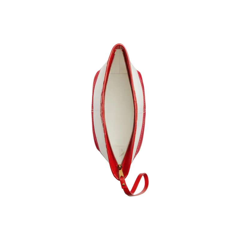 Bottega Veneta Canvas With Calfskin Clutch Medium Size Women's White & Red-3
