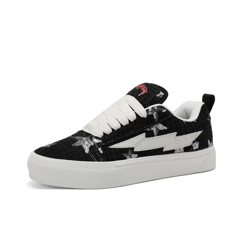 SHANDIANFENGBAO x ABCDONGA Anti Slip Wear Resistant Low Top Skateboard Shoes Unisex Starry Black-1