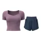 [Short-Sleeved Set]Berry Purple+Blue Whale Blue