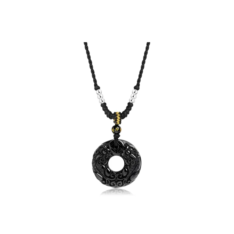 Seven Seven Silver Jewelry Natural Obsidian Necklaces Unisex-0