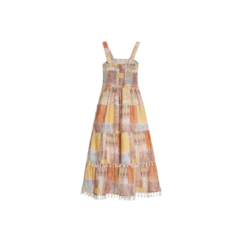 Kazakhstan Slip Dresses Women's Ethnic Yellow-1