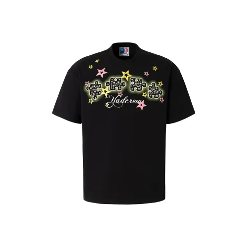 YADcrew 블랙 남녀공용 티셔츠