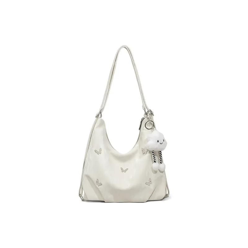 COMELY Synthetic Leather Multifunction Shoulder Bag, Crossbody Bag Regular Women's Ecru-4