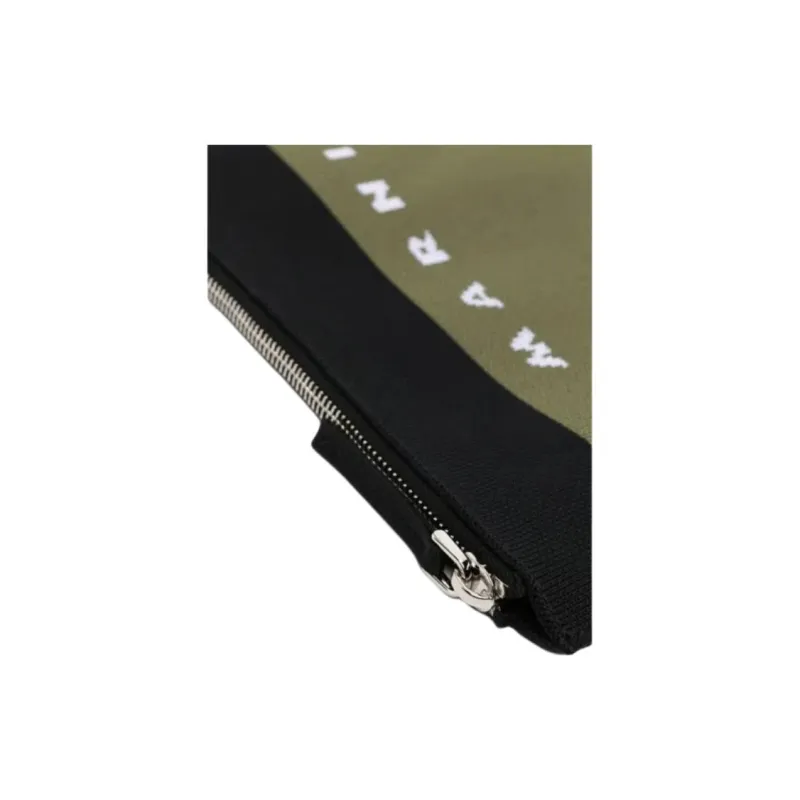 MARNI Logo Embroidered Zipped Clutch Bag-3