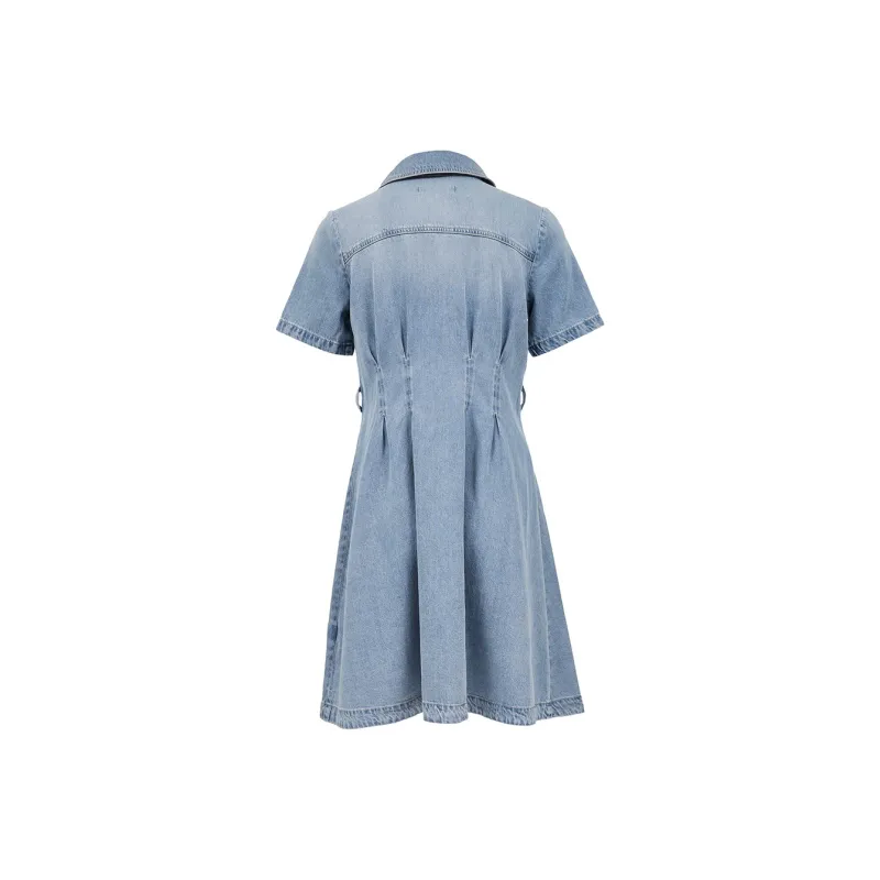 ONLY Short Sleeved Dress Women's J32 210 Washed Denim Blue-1