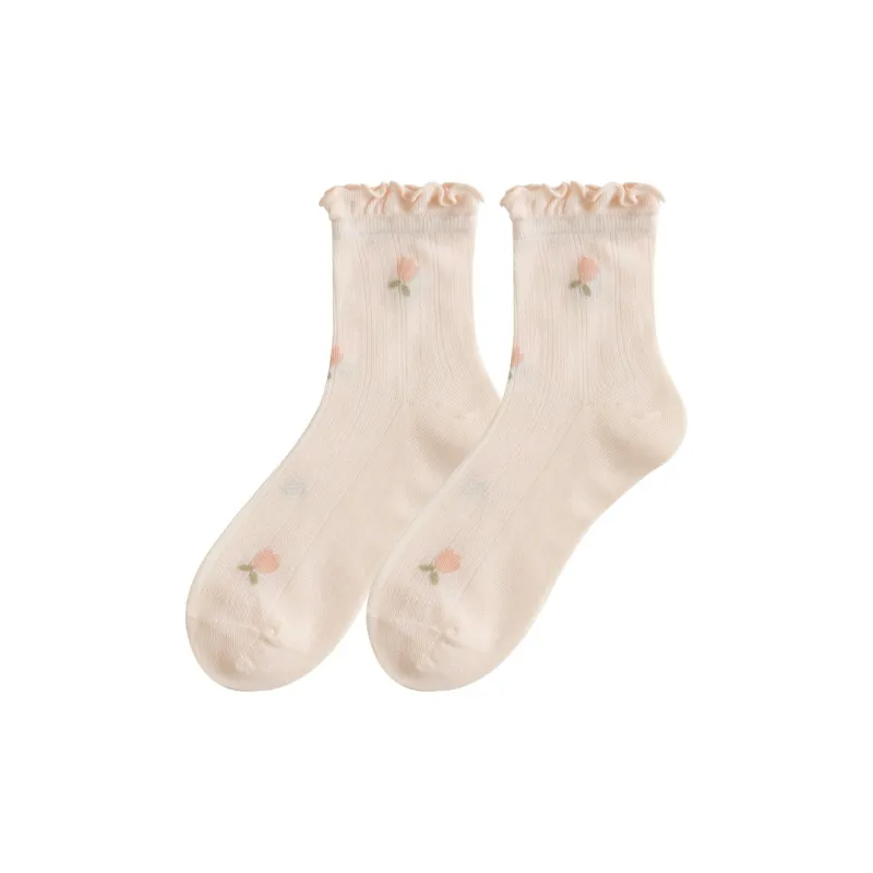 TLXT Mid Calf Socks Women's Mesh Breathable, Non Chafing, Skin Friendly Softness, Barefoot Feel-6
