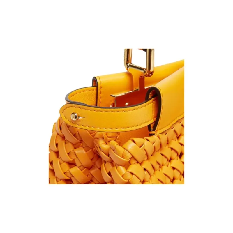 FENDI Peekaboo Leather Shoulder Bag, Crossbody Bag, Handbag Women's Orange-4