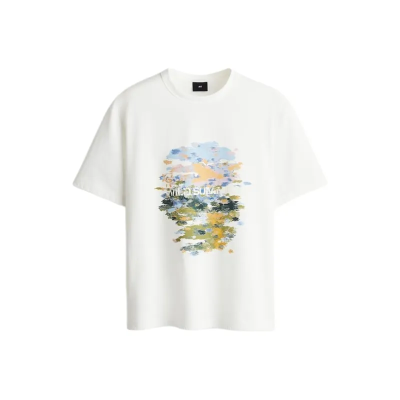 H&M T Shirts Men White-0