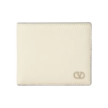 Valentino Leather Wallet Men's Ecru
