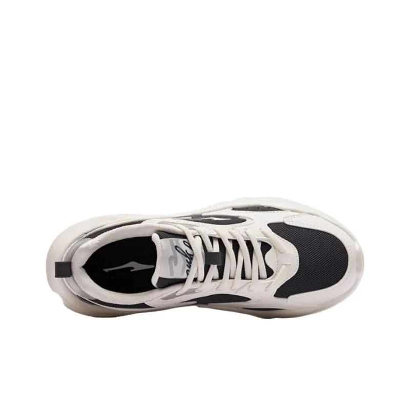 Erke Abrasion Resistant Impact Resistant Low Top Chunky Sneakers Women's White Gray-3