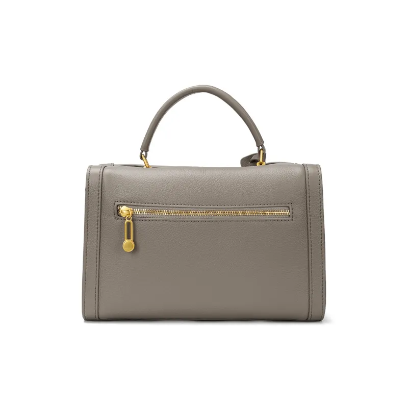 ROBERTA DI CAMERINO Cow Leather Shoulder Bag, Crossbody Bag, Handbag Women's Classic Black/Elephant Gray-8