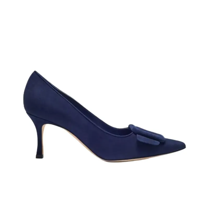 MANOLO BLAHNIK Maysalepump Slim Heel High Heels 7cm Women's Blue-1