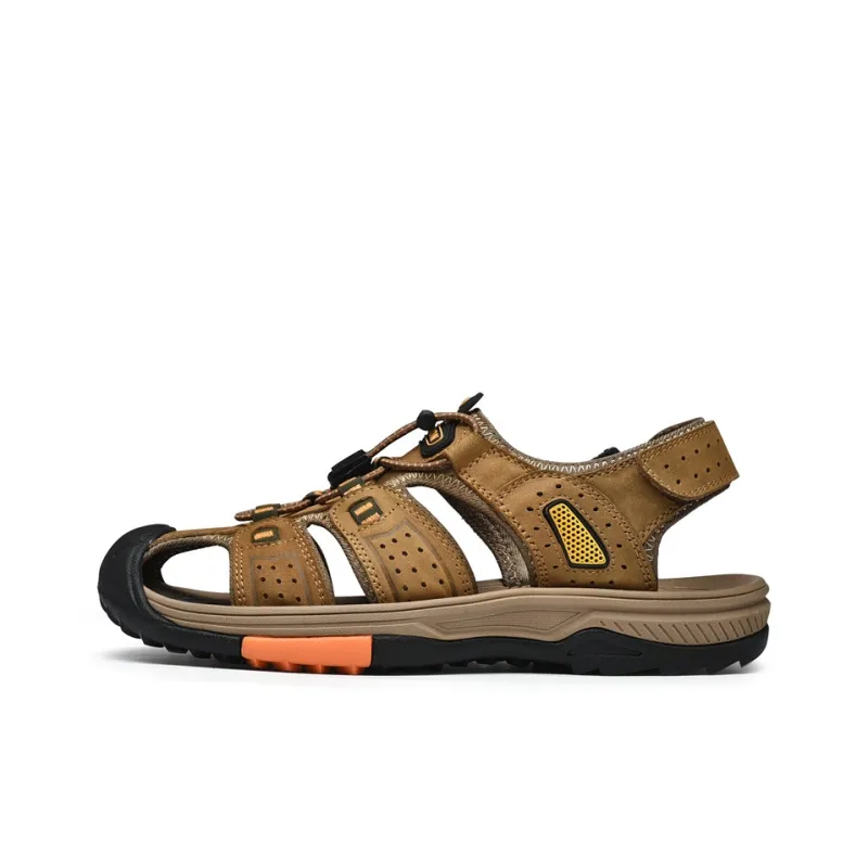 AIPSEN Anti Slip Wear Resistant River Trekking Shoes Men's Khaki-0