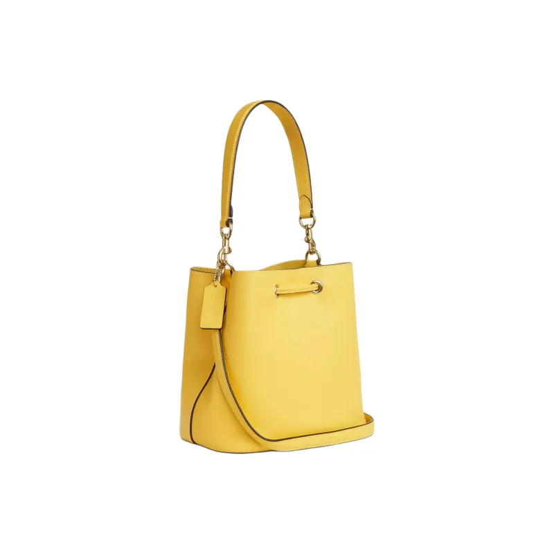 COACH Rowan Leather Bucket Bag, Crossbody, One Shoulder Handbag Trumpets Women's Yellow-2
