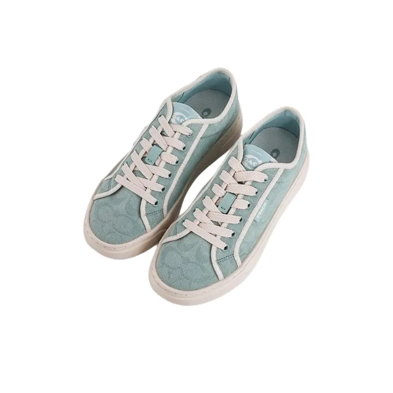 COACH Low Top Canvas Shoes Women's Mint Green-2