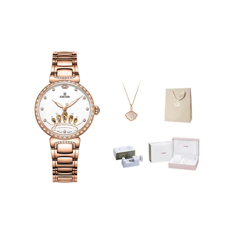 EBOHR Revenge Collection Mechanical Movement Stainless Steel Strap Watch Women's Watch White Dial-0