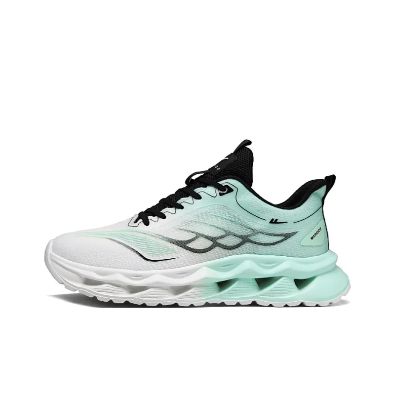 WARRIOR Running Shoes Men Low Top Teal/White Green/Yellow Orange-6