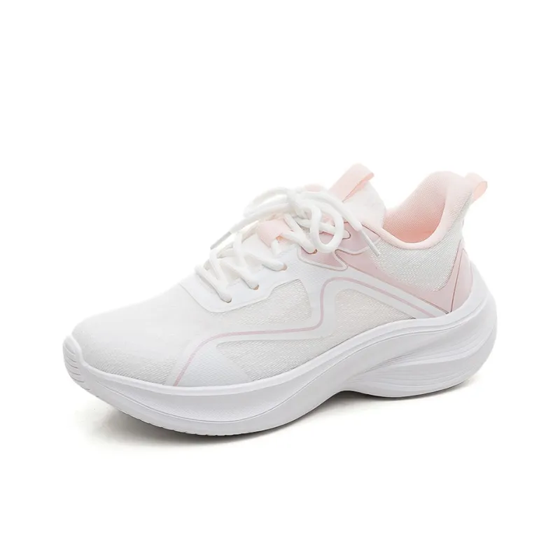 HUANQIU Cushioning, Breathable, Supportive Low Top Casual Running Shoes Women's White Pink-1