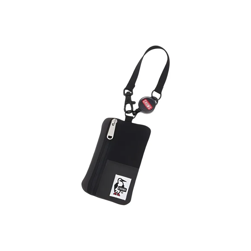 CHUMS Cotton Card Holder, Coin Purse Unisex Black & Dark Gray-1