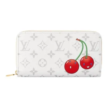 LOUIS VUITTON Takashi Murakami, Collaboration Zippy Leather Wallet Women's White