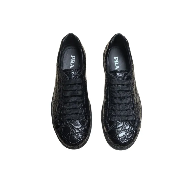 PRADA Low Top Skateboard Shoes Men's Black-4