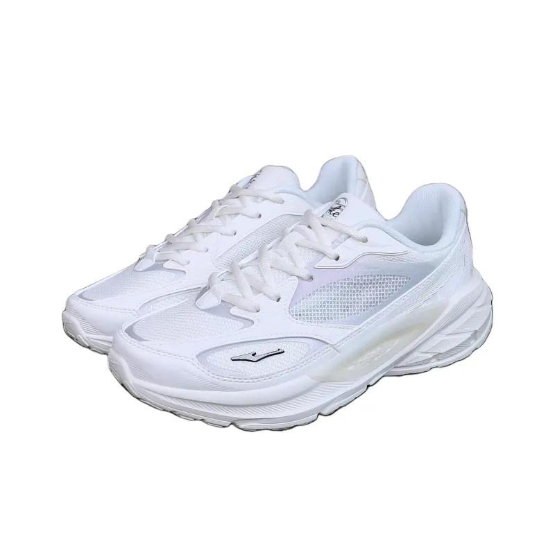 Erke Cushioning, Wear Resistant Low Top Running Shoes Women's White Silver-2