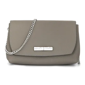 LONGCHAMP Roseau Cow Leather Shoulder Bag, Crossbody Bag Women's Beige