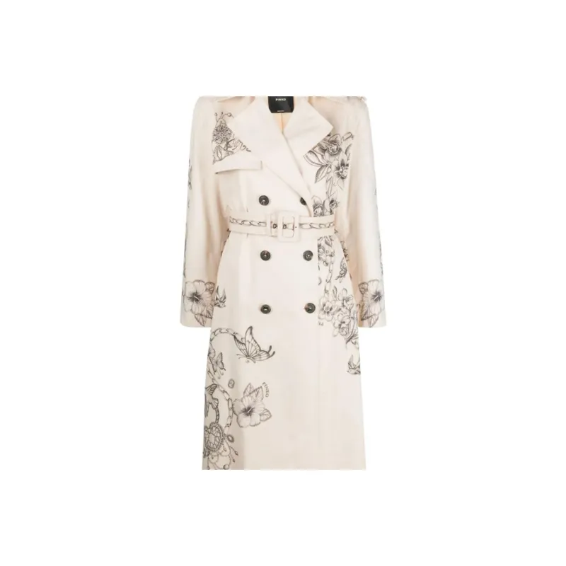 PINKO SS23 Trench Coat Women's Ivory White-4