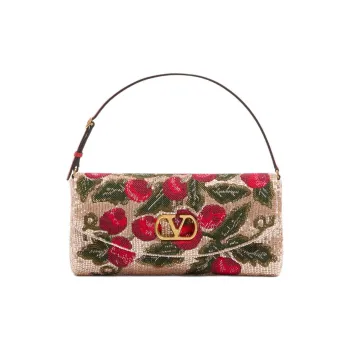 Valentino GARAVANI Embroidery Handbag Trumpets Women's Rose Gold & Multicolor