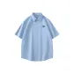 [Stain-Resistant Shirt]Sky Blue (Hb Vintage Camouflage Chest Badge)