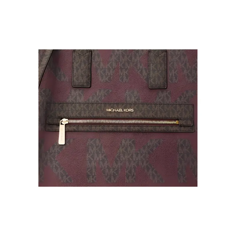 MICHAEL KORS Kenly Artificial Leather Tote Crossbody Handbag Large Size Women's Burgundy/Dark Brown-1