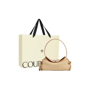 COURONNE Cow Leather With Straw Woven Crossbody Bag, Shoulder Bag Women's Multicolor