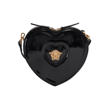 VERSACE La Medusa Patent Leather Calfskin Shoulder Bag Crossbody Bag Regular Kids' Black