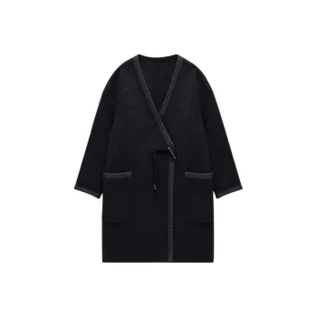 INSUN Coats Women's Dark Gray, Sheep Wool+Mulberry Silk+Camel Hair