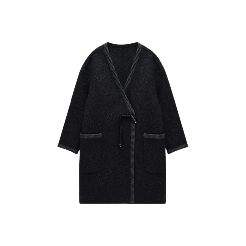 INSUN Coats Women's Dark Gray, Sheep Wool+Mulberry Silk+Camel Hair-0