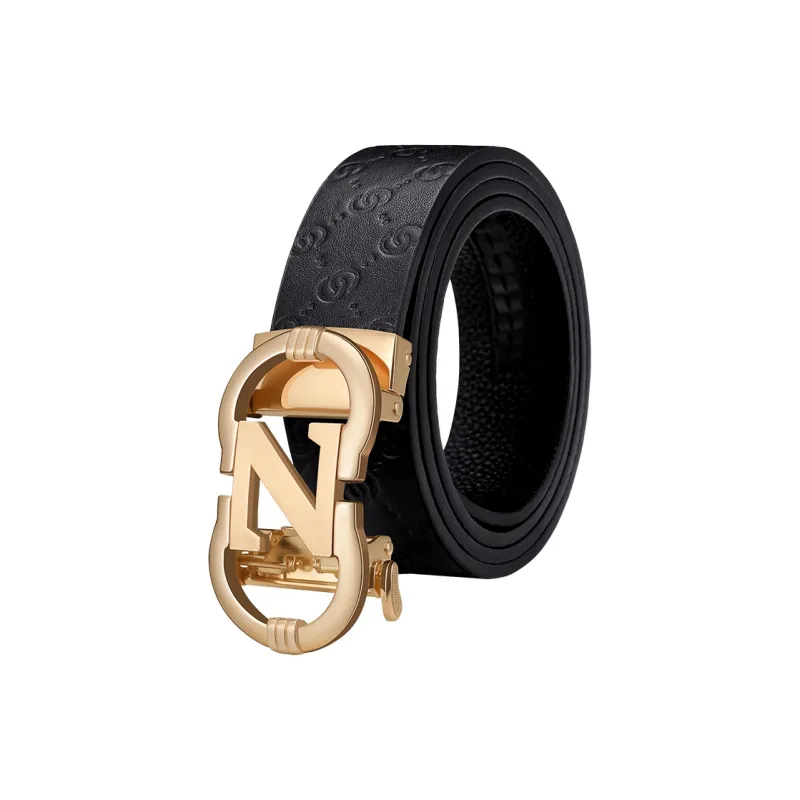 GOLF Top Grain Cow Leather Belts Men's Gunmetal, Gold 3.5cm-8
