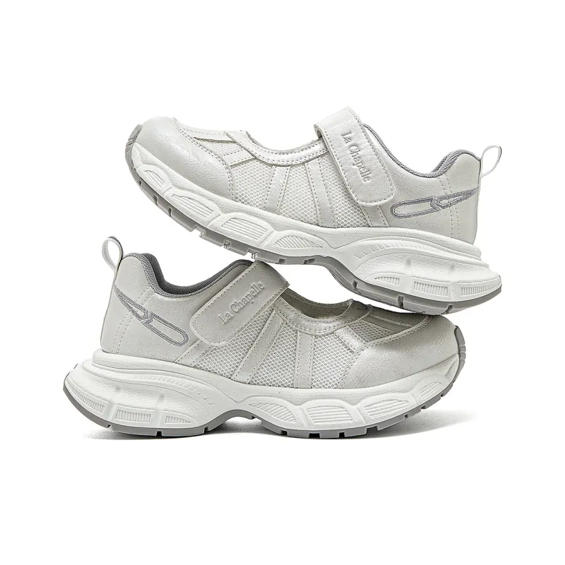 La Chapelle Anti Slip Wear Resistant Low Top Chunky Sneakers Women's Gray-4