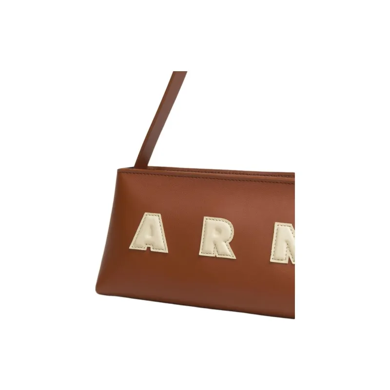 MARNI Calfskin Baguette Bag Handbag Women's Brown-3