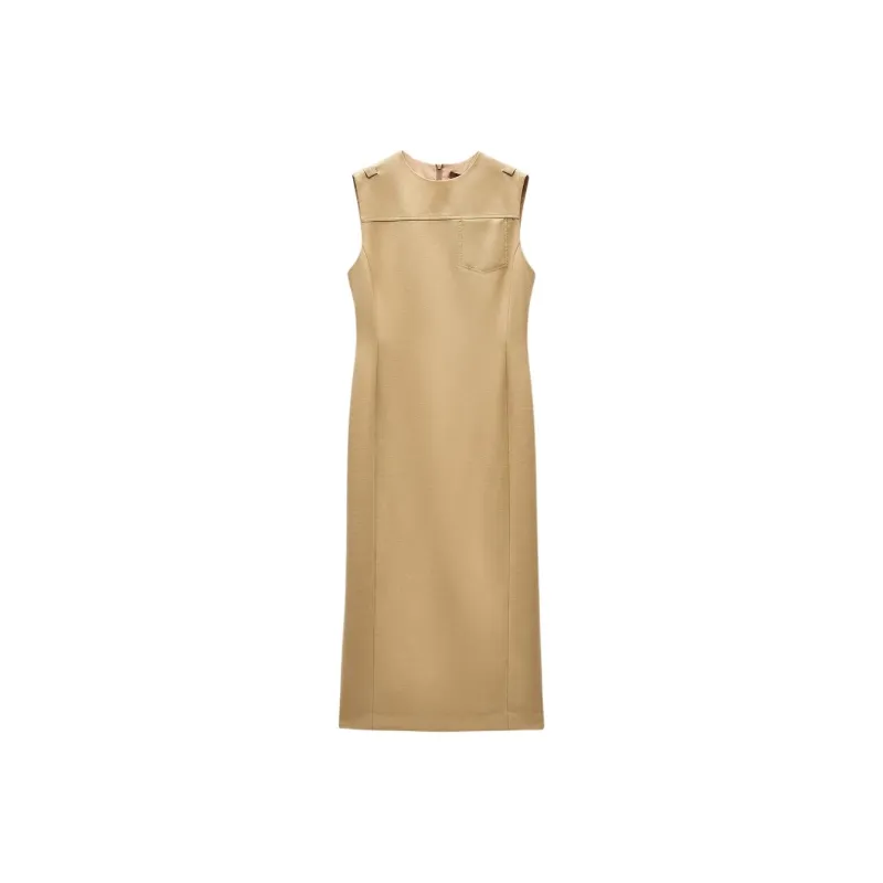 INSUN Sleeveless Dresses Women's Light Yellow-0