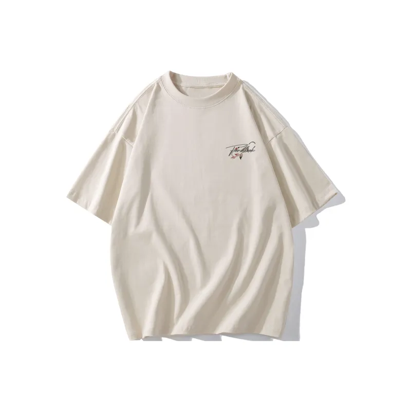 FONDLOOK T Shirts Unisex Light Beige Apricot-1
