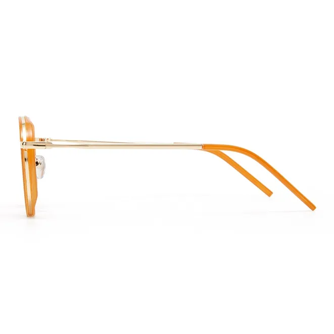 CinvaiKrose Metal Round Sunscreen Natural Sunglasses Unisex-5