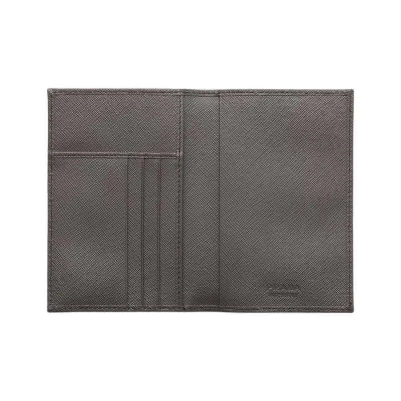 PRADA Saffiano Calfskin Passport Holder Women's Smoke Gray-3
