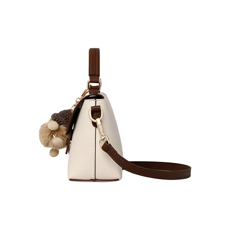 Bullrun Cow Leather With Synthetic Leather Shoulder Bag, Crossbody Bag, Handbag Women's Milkshake White-1