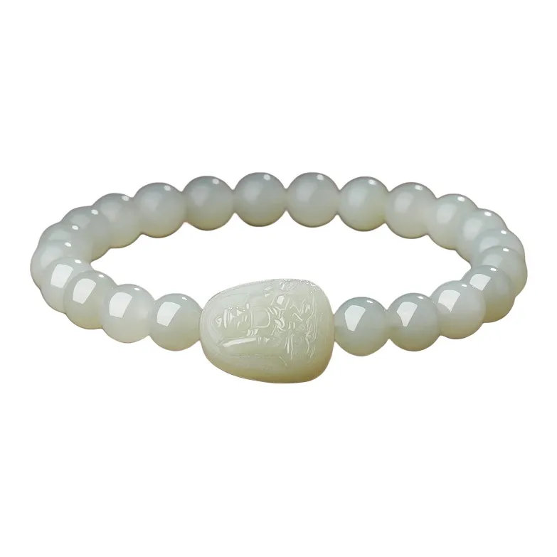 BYTHERE Hetian Jade Bracelets Pale Greenish White Jade Women's-4