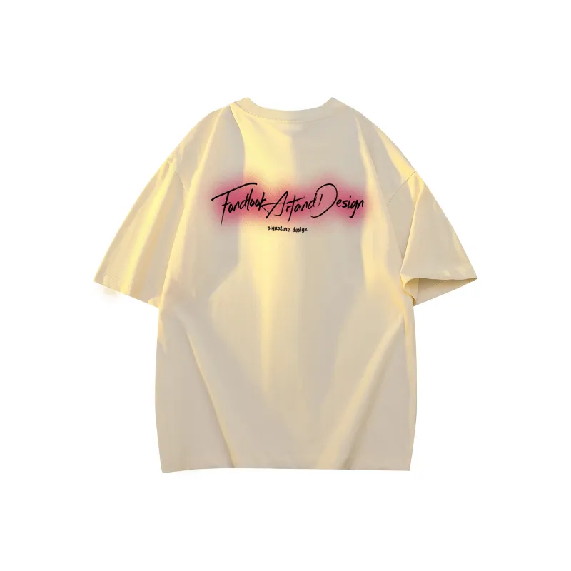 FONDLOOK T Shirts Unisex Light Beige Apricot-1
