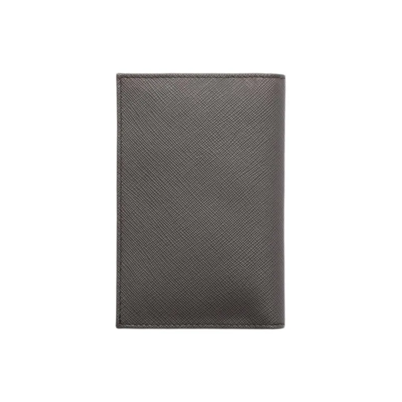 PRADA Saffiano Calfskin Passport Holder Women's Smoke Gray-2