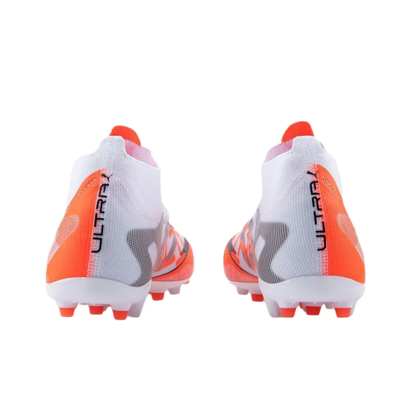 PUMA ULTRA 5 MATCH+ Anti Slip Wear Resistant Soccer Shoes Men's White Orange-3