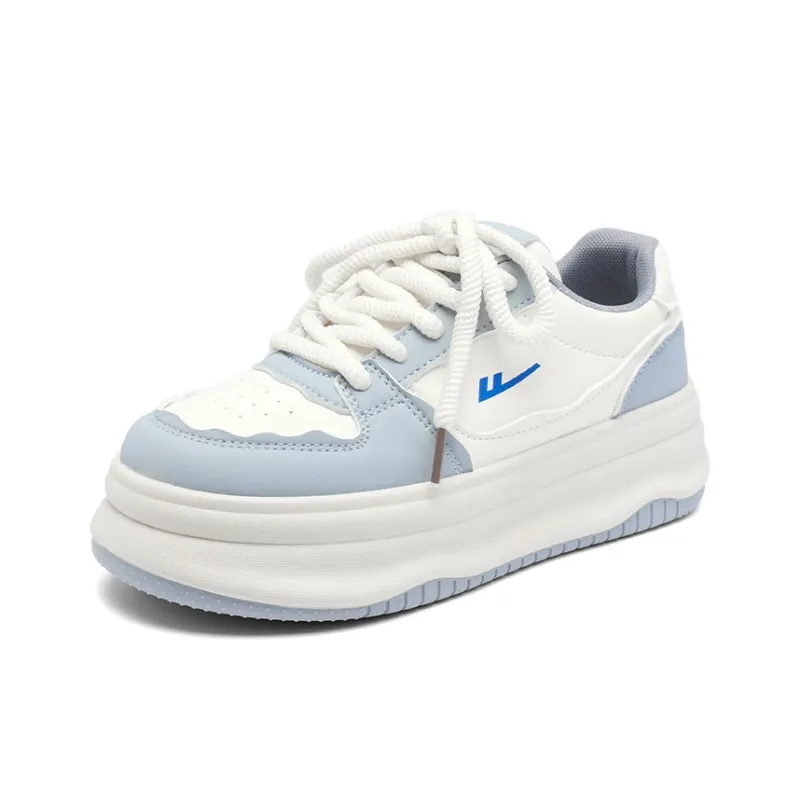 Warrior Anti Slip Wear Resistant Low Top Skateboard Shoes Women's White Blue-1