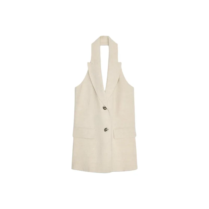 ZARA Tank Tops Women's Light Beige-0