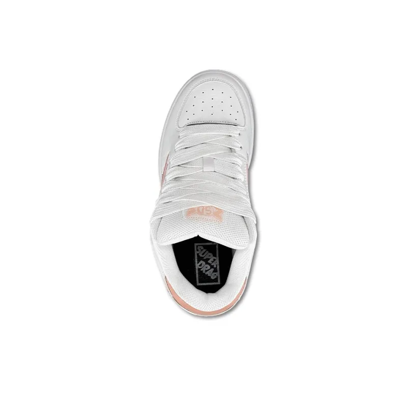 LuzaoT SUPER DRAG Low Top Skateboard Shoes Women's White Brick Red-3